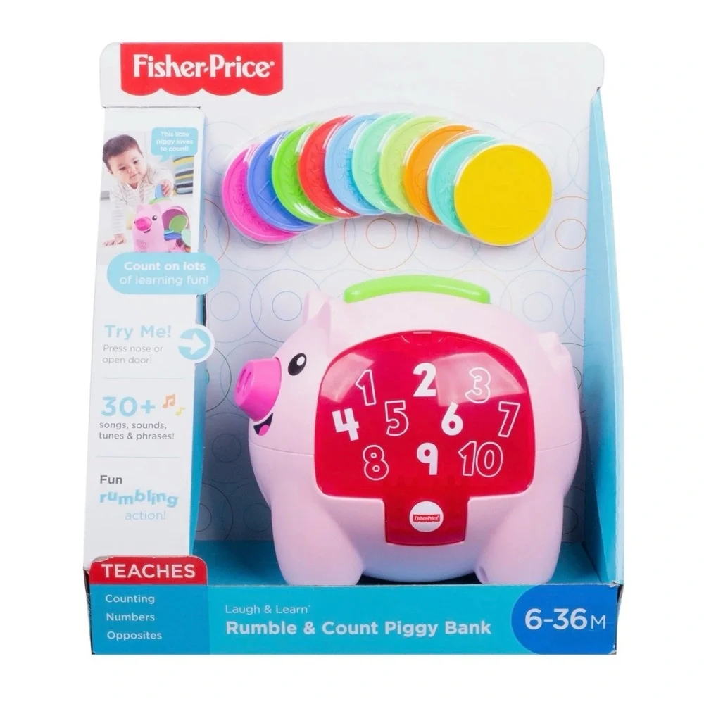 Fisher-Price Laugh & Learn Count & Rumble Piggy Bank & Toddler Toy . NEW